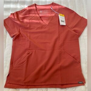 Figs Coral Scrub Top